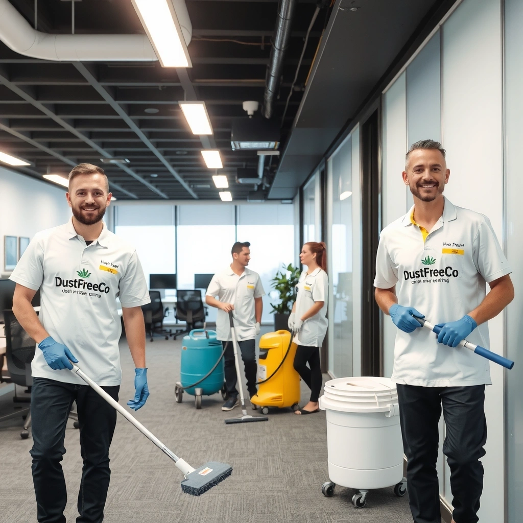 Professional cleaning team working